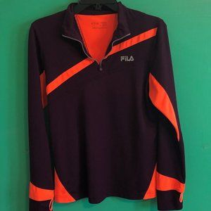 Fila Track Jacket Size Med. Long Sleeves. Maroon and Orange